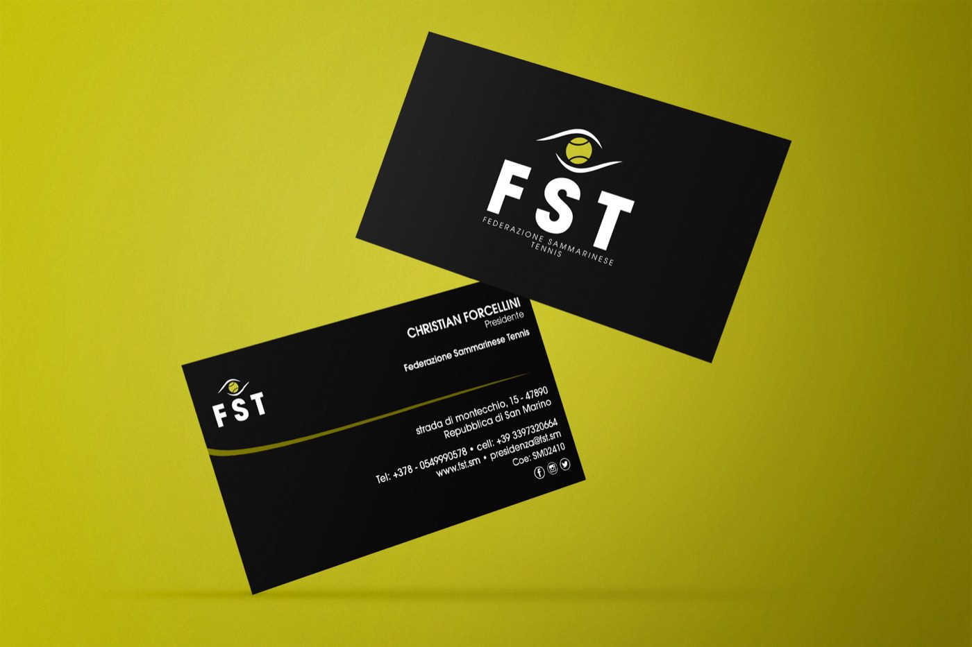 Biglietti da visita FST stampati in nero e oro