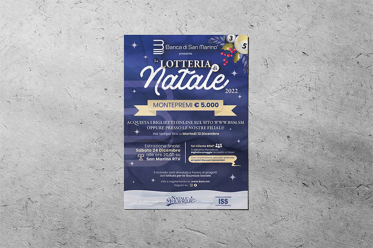 Locandina della lotteria di Natale di un istituto bancario