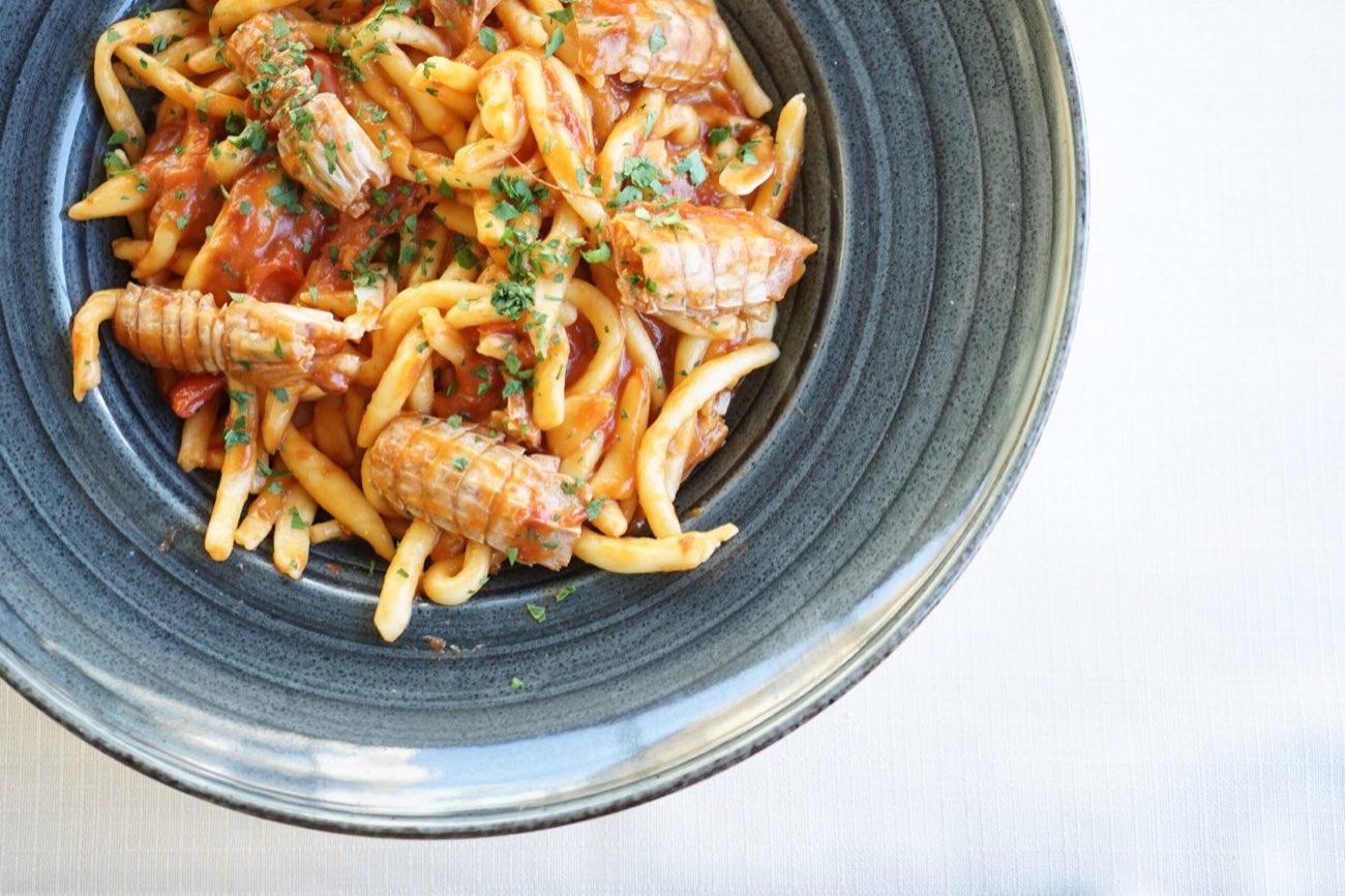 Pasta ai gamberi fotografata da Miketing